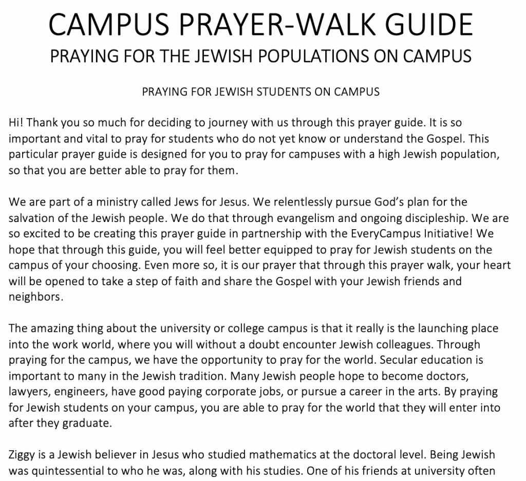 Prayer Walk Guide for Jewish Campus